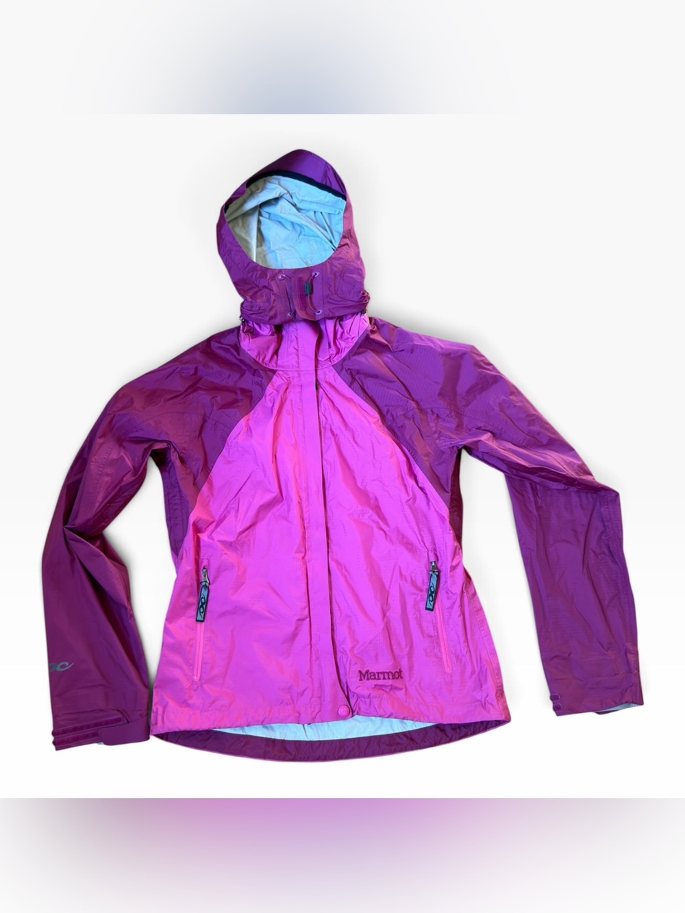 Marmot PreCip Rain Jacket Women’s Small Pink Purple Hooded Waterproof Like New